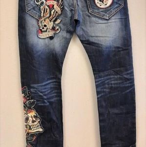 Ed Hardy Men's skull Jeans Size 34x34